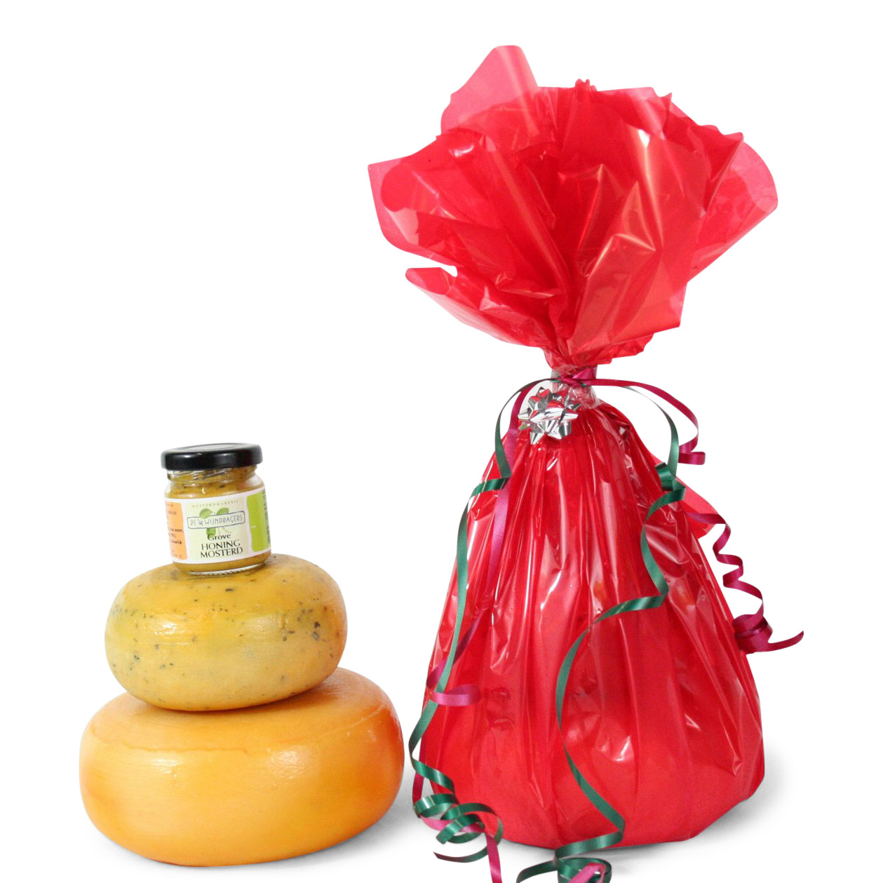 Boerenkaasjes en mosterd geschenk - rood 48+