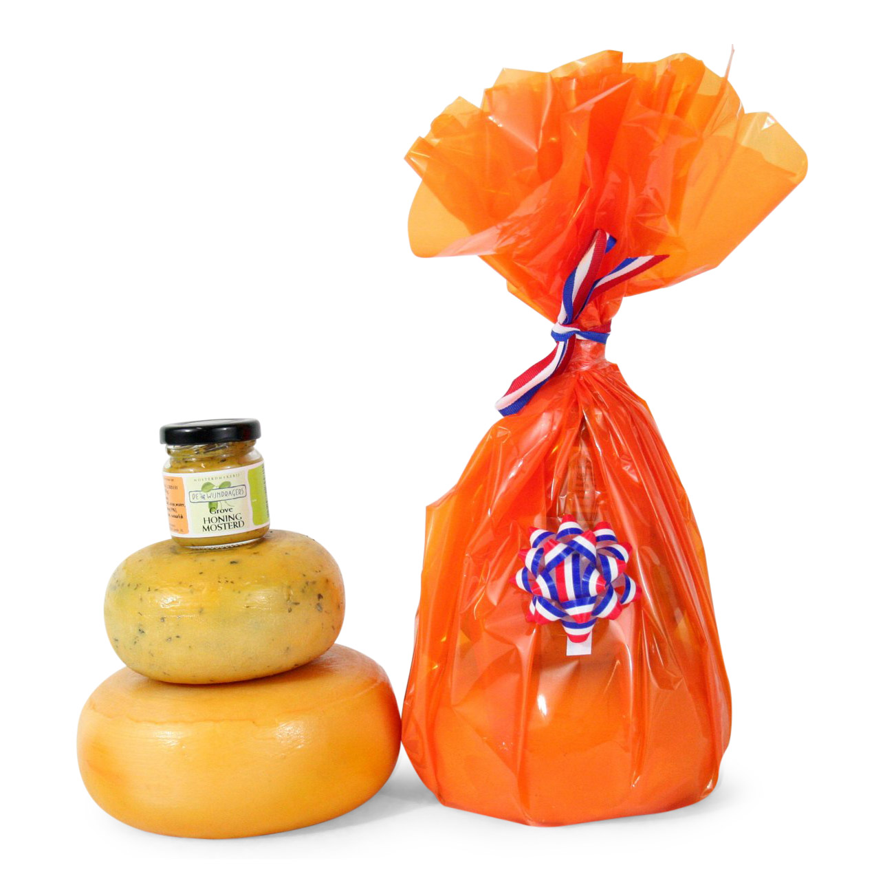 Boerenkaasjes en mosterd geschenk - oranje 48+