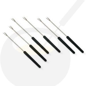 Kaasfonduevorken – Zesdelige set - Zwarte handvatten